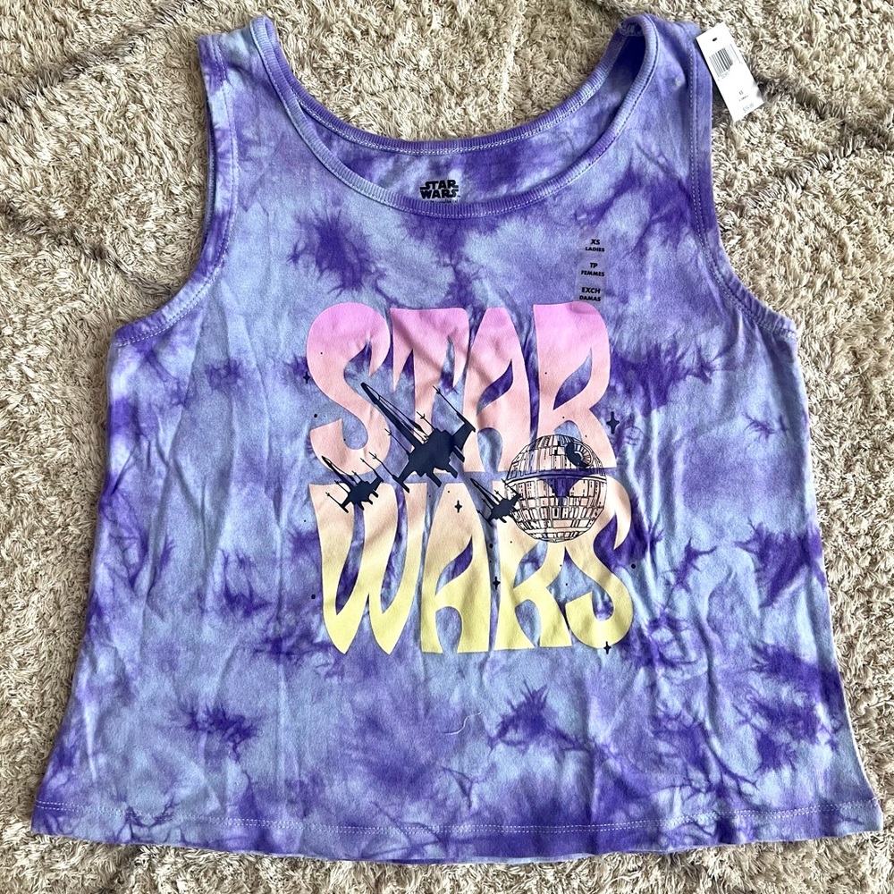 NWT Disney Star Wars Women’s Purple Tie Dye Tank Size XS/S/M/XL